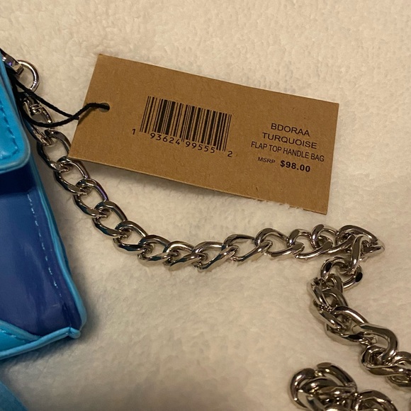 NWT Stave Madden BDORAA Turquoise Micro Mini Silver Chain Bag - Picture 3 of 11